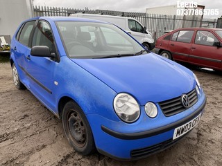 Location: Leeds - 2003 VOLKSWAGEN POLO E 5 Door Hatchback REG: MW03CFA, Keys: No, MOT Expiry date: 04-08-2025, 1198 Petrol, 5 Speed Manual Petrol, Former Keepers: 5