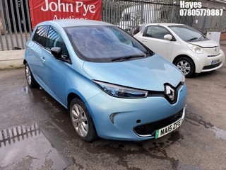 Location: Hayes - 2015 RENAULT ZOE DYNAMIQUE INTENS AUTO 5 Door Hatchback REG: NA15ZFE, Keys: No, MOT Expiry date: 25/09/2024, 0 Electric, 1 Speed Auto Electric, Former Keepers: 5