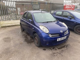 Location: Hayes - 2005 NISSAN MICRA SE AUTO 5 Door Hatchback REG: GJ55BZG, Keys: No, MOT Expiry date: 08/11/2025, 1386 Petrol, 4 Speed Auto Petrol, Former Keepers: 9
