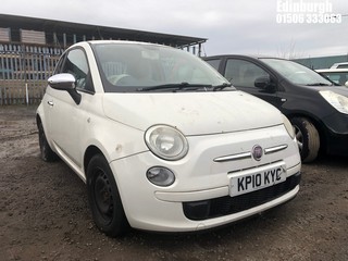 Location: Edinburgh - 2010 FIAT 500 POP 3 Door Hatchback REG: KP10KYC, Keys: No, MOT Expiry date: 11/07/2025, 1242 Petrol, 5 Speed Manual Petrol, Former Keepers: 6