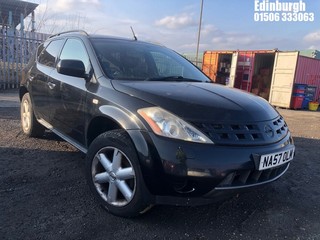 Location: Edinburgh - 2007 NISSAN MURANO AUTO Estate REG: NA57OLM, Keys: No, MOT Expiry date: 14/08/2026, 3498 Petrol, Variable Speed Auto Petrol, Former Keepers: 4