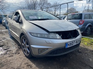 Location: Mitcham - 2007 HONDA CIVIC EX I-VTEC S-A 5 Door Hatchback REG: HX07RGU, Keys: No, MOT Expiry date: 14/07/2026, 1799 Petrol, 6 Speed Semi Auto Petrol, Former Keepers: 6