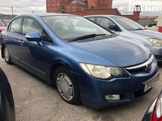 Location: Nottingham - 2007 HONDA CIVIC ES IMA HYBRID 4 Door Saloon REG: TF07WYR, Keys: No, MOT Expiry date: 24/05/2025, 1339 Hybrid Electric, Variable 1 Speed Auto Petrol/E, Former Keepers: 16