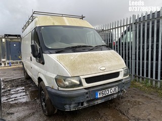 Location: Leeds - 2003 FORD TRANSIT 350 LWB TD Panel Van REG: YS03CJE, Keys: No, MOT Expiry date: 02-04-2025, 2402 Diesel, 5 Speed Manual Diesel, Former Keepers: 2