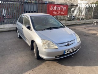 Location: Hayes - 2003 HONDA CIVIC INSPIRE S 5 Door Hatchback REG: LN53YEV, Keys: No, MOT Expiry date: 02/10/2024, 1590 Petrol, 5 Speed Manual Petrol, Former Keepers: 5