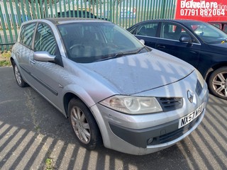 Location: Belvedere - 2007 RENAULT MEGANE DYNAMIQUE DCI 106 5 Door Hatchback REG: NX57WRU, Keys: No, MOT Expiry date: 06/11/2025, 1461 Diesel, 6 Speed Manual Diesel, Former Keepers: 5