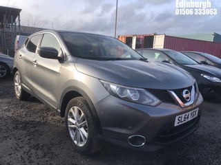 Location: Edinburgh - 2014 NISSAN QASHQAI ACENTA PREMIUM DI 5 Door Hatchback REG: SL64YGV, Keys: No, MOT Expiry date: 01/12/2025, 1198 Petrol, 6 Speed Manual Petrol, Former Keepers: 4