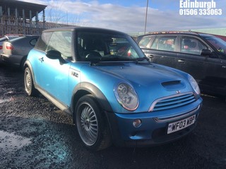 Location: Edinburgh - 2003 MINI MINI COOPER S 3 Door Hatchback REG: WF03WBP, Keys: No, MOT Expiry date: 28/09/2024, 1598 Petrol, 6 Speed Manual Petrol, Former Keepers: 11
