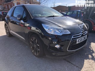 Location: Nottingham - 2015 CITROEN DS3 DSIRE THP 3 Door Hatchback REG: KS15DWG, Keys: No, MOT Expiry date: 13/10/2025, 1598 Petrol, 6 Speed Manual Petrol, Former Keepers: 4