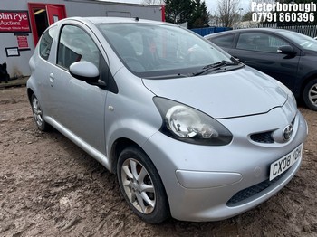 Location: Peterborough - 2008 TOYOTA AYGO PLATINUM VVT-I 3 Door Hatchback REG: CX08YOH, Keys: No, MOT Expiry date: 16/12/2025, 998 Petrol, 5 Speed Manual Petrol, Former Keepers: 6