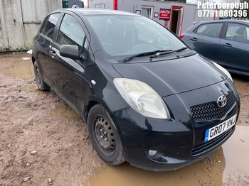 Location: Peterborough - 2007 TOYOTA YARIS T3 5 Door Hatchback REG: GR07VNJ, Keys: No, MOT Expiry date: 17/10/2025, 1296 Petrol, 5 Speed Manual Petrol, Former Keepers: 4
