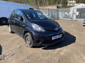 Location: Leeds - 2014 TOYOTA AYGO MOVE VVT-I 5 Door Hatchback REG: FG14YZN, Keys: No, MOT Expiry date: 14-03-2026, 998 Petrol, 5 Speed Manual Petrol, Former Keepers: 3