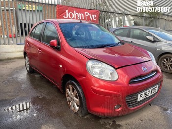Location: Hayes - 2013 NISSAN MICRA ACENTA DIG-S 5 Door Hatchback REG: PJ62WDZ, Keys: No, MOT Expiry date: 07/01/2026, 1198 Petrol, 5 Speed Manual Petrol, Former Keepers: 4