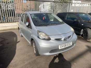 Location: Hayes - 2008 TOYOTA AYGO PLATINUM VVT-I 5 Door Hatchback REG: OV08EGC, Keys: No, MOT Expiry date: 05/09/2025, 998 Petrol, 5 Speed Manual Petrol, Former Keepers: 6
