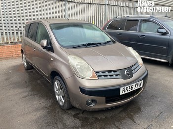 Location: Hayes - 2006 NISSAN NOTE SVE MPV REG: RK56XFW, Keys: No, MOT Expiry date: 19/12/2025, 1598 Petrol, 5 Speed Manual Petrol, Former Keepers: 7