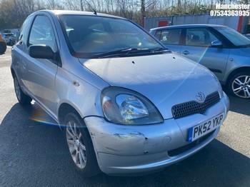 Location: Manchester - 2003 TOYOTA YARIS VVTI COLOUR COLLECT 3 Door Hatchback REG: PK52YKP, 998 Petrol, 5 Speed Manual Petrol, Former Keepers: 3, Keys: No, MOT Expiry date: 21/02/2026