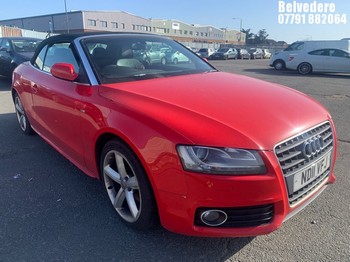Location: BELVEDERE - 2011 AUDI A5 S LINE TDI Convertible REG: ND11VFJ, 1968cc Diesel, 6 Speed Manual Diesel, Former Keepers: 2, Keys: No, MOT Expiry date: 03.11.2026
