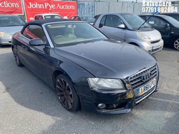 Location: Belvedere - 2011 AUDI A5 TFSI CVT Convertible REG: LR61LPO, Keys: No, MOT Expiry date: 02/12/2025, 1798 Petrol, Variable Speed Auto Petrol, Former Keepers: 8
