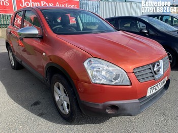 Location: Belvedere - 2007 NISSAN QASHQAI VISIA 2WD 5 Door Hatchback REG: TF07HWM, Keys: No, MOT Expiry date: 19.05.2026, 1598 Petrol, 5 Speed Manual Petrol, Former Keepers: 9