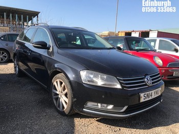Location: Edinburgh - 2014 VOLKSWAGEN PASSAT EXECUTIVE TDI BMT Estate REG: SN14YMU, Keys: No, MOT Expiry date: 19/11/2025, 1968 Diesel, 6 Speed Manual Diesel, Former Keepers: 1