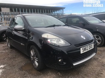 Location: Edinburgh - 2012 RENAULT CLIO DYNAMIQUE TOMTOM 16V 5 Door Hatchback REG: SW12DXX, Keys: No, MOT Expiry date: 20/08/2025, 1149 Petrol, 5 Speed Manual Petrol, Former Keepers: 2
