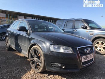 Location: Edinburgh - 2008 AUDI A3 E 104 TDI 5 Door Hatchback REG: SD58DHC, Keys: No, MOT Expiry date: 12/12/2025, 1896 Diesel, 5 Speed Manual Diesel, Former Keepers: 5