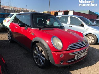 Location: Edinburgh - 2006 MINI MINI COOPER 3 Door Hatchback REG: SU06FKV, Keys: No, MOT Expiry date: 28/08/2025, 1598 Petrol, 5 Speed Manual Petrol, Former Keepers: 8