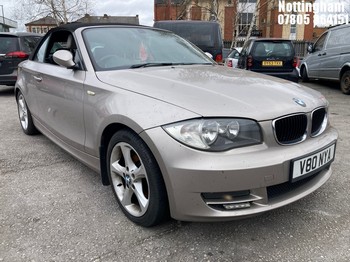 Location: Nottingham - 2008 BMW 118I SE Convertible REG: V80NYA, Keys: No, MOT Expiry date: 08/01/2026, 1995 Petrol, 6 Speed Manual Petrol, Former Keepers: 5