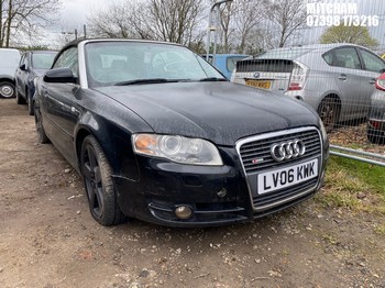 Location: Mitcham - 2006 AUDI A4 S LINE FSI AUTO Convertible REG: LV06KWK, Keys: No, MOT Expiry date: 19/03/2025, 1984 Petrol, Variable Speed Auto Petrol, Former Keepers: 10