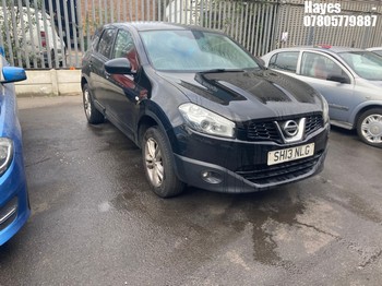 Location: Hayes - 2013 NISSAN QASHQAI ACENTA + 2 5 Door Hatchback REG: SH13NLG, Keys: No, MOT Expiry date: 19/02/2027, 1598 Petrol, 6 Speed Manual Petrol, Former Keepers: 3