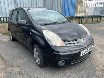 Location: Belvedere - 2008 NISSAN NOTE TEKNA AUTO MPV REG: SC57HHB, Keys: No, MOT Expiry date: 31/10/2026, 1598 Petrol, 4 Speed Auto Petrol, Former Keepers: 7