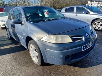 Location: Manchester - 2008 RENAULT MEGANE EXTREME 16V 100 3 DOOR HATCHBACK REG: KM08UAD, 1390cc PETROL, 5 SPEED MANUAL PETROL, Former Keepers: 8, Keys: No, MOT Expiry date: 18/01/2025
