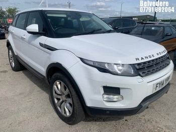 Location: Belvedere - 2014 LAND ROVER RANGE ROVER EVOQUE PURE T ESTATE REG: FY14YPP, 2179 DIESEL, 9 Speed Auto Diesel, Former Keepers: 3, Keys: Yes, MOT Expiry date: 25.01.2024