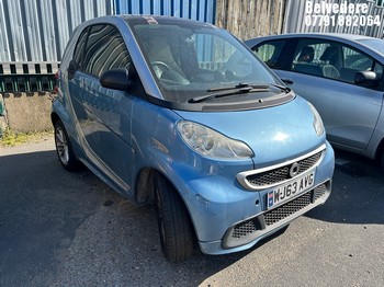 Location: Belvedere - 2013 SMART FORTWO PASSION MHD AUTO Coupe REG: WJ63AVG, Keys: No, MOT Expiry date: 24/02/2027, 999 Petrol, 5 Speed Auto Petrol, Former Keepers: 7