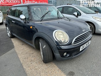 Location: Belvedere - 2008 MINI ONE 3 Door Hatchback REG: GIG3538, Keys: No, MOT Expiry date: 22/11/2025, 1397 Petrol, 6 Speed Manual Petrol, Former Keepers: 8