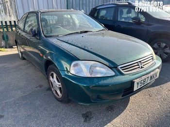 Location: Belvedere - 2001 HONDA CIVIC SE AUTO 3 Door Hatchback REG: Y587WKK, Keys: No, MOT Expiry date: 03/04/2026, 1396 Petrol, 4 Speed Auto Petrol, Former Keepers: 2