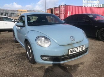 Location: Edinburgh - 2012 VOLKSWAGEN BEETLE DESIGN TSI S-A 3 Door Hatchback REG: BK62ETE, Keys: No, MOT Expiry date: 26/02/2025, 1197 Petrol, 7 Speed S-Auto Petrol, Former Keepers: 4