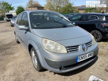 Location: Mitcham - 2005 RENAULT GR SCENIC P-EGE VVT T 16V MPV REG: GN55AMO, Keys: No, MOT Expiry date: 19/02/2026, 1998 Petrol, 6 Speed Manual Petrol, Former Keepers: 13