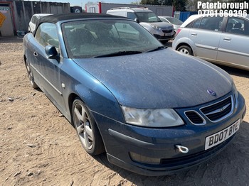 Location: Peterborough - 2007 SAAB 9-3 VECTOR Convertible REG: BD07BTE, Keys: No, MOT Expiry date: 29/07/2026, 1910 Diesel, 6 Speed Manual Diesel, Former Keepers: 9