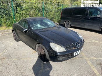 Location: Brentwood - 2007 MERCEDES SLK 200 KOMPRESSOR AUTO Convertible REG: PK07XJZ, Keys: No, MOT Expiry date: 09/04/2026, 1796 Petrol, 5 Speed Auto Petrol, Former Keepers: 6