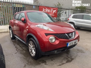 Location: Hayes - 2012 NISSAN JUKE TEKNA DIG-T 5 Door Hatchback REG: VE61WMF, Keys: No, MOT Expiry date: 22/10/2025, 1612 Petrol, 6 Speed Manual Petrol, Former Keepers: 4
