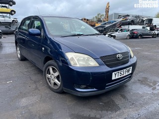 Location: Stapleford - 2003 TOYOTA COROLLA T3 VVTI 5 Door Hatchback REG: YT53FMF, Keys: No, MOT Expiry date: 12/02/2026, 1598 Petrol, 5 Speed Manual Petrol, Former Keepers: 4