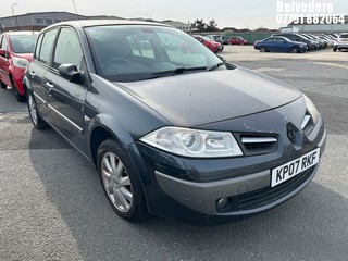 Location: Belvedere - 2007 RENAULT MEGANE DYNAMIQUE A 5 Door Hatchback REG: KP07RKF, Keys: No, MOT Expiry date: 13/01/2026, 1598 Petrol, 4 Speed Auto Petrol, Former Keepers: 2