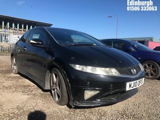 Location: Edinburgh - 2010 HONDA CIVIC TYPE S GT I-VTEC 3 Door Hatchback REG: MJ10OFS, Keys: No, MOT Expiry date: 11/06/2024, 1799 Petrol, 6 Speed Manual Petrol, Former Keepers: 8