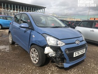 Location: Edinburgh - 2018 HYUNDAI I10 SE 5 Door Hatchback REG: ST67GZU, Keys: No, MOT Expiry date: 08/11/2025, 998 Petrol, 5 Speed Manual Petrol, Former Keepers: 2