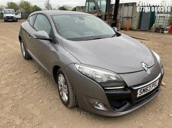 Location: Peterborough - 2014 RENAULT MEGANE D-QUE TT ENERGY DC COUPE REG: SM63PVL, 1461cc DIESEL, 6 SPEED MANUAL DIESEL, Former Keepers: 4, Keys: Yes, MOT Expiry date: 02/04/2027
