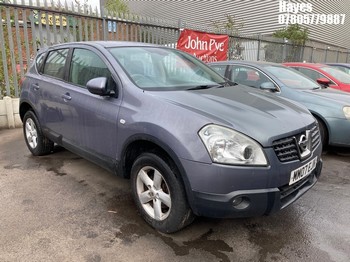Location: Hayes - 2007 NISSAN QASHQAI ACENTA 2WD CVT 5 Door Hatchback REG: MM07EJN, Keys: No, MOT Expiry date: 08/08/2026, 1997 Petrol, Variable Speed Auto Petrol, Former Keepers: 6