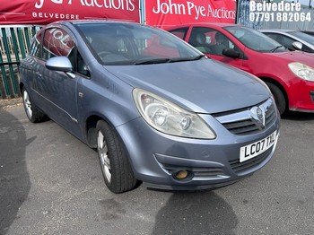 Location: Belvedere - 2007 VAUXHALL CORSA DESIGN 3 Door Hatchback REG: LC07TXL, Keys: No, MOT Expiry date: 07/05/2026, 1229 Petrol, 5 Speed Manual Petrol, Former Keepers: 9