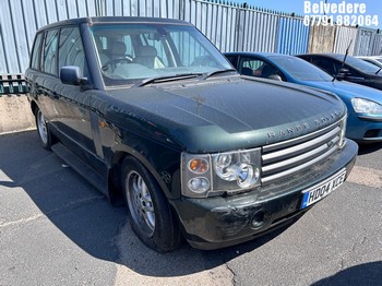 Location: Belvedere - 2004 LAND ROVER RANGE ROVER VOGUE TD6 AUT Estate REG: HD04XCE, Keys: No, MOT Expiry date: 14/02/2025, 2926 Diesel, 5 Speed Auto Diesel, Former Keepers: 5