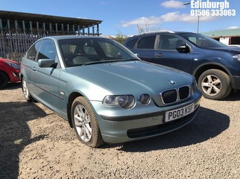 Location: Edinburgh - 2003 BMW 316TI ES COMPACT 3 Door Hatchback REG: PG03KSF, Keys: No, MOT Expiry date: 20/05/2022, 1796 Petrol, 5 Speed Manual Petrol, Former Keepers: 6